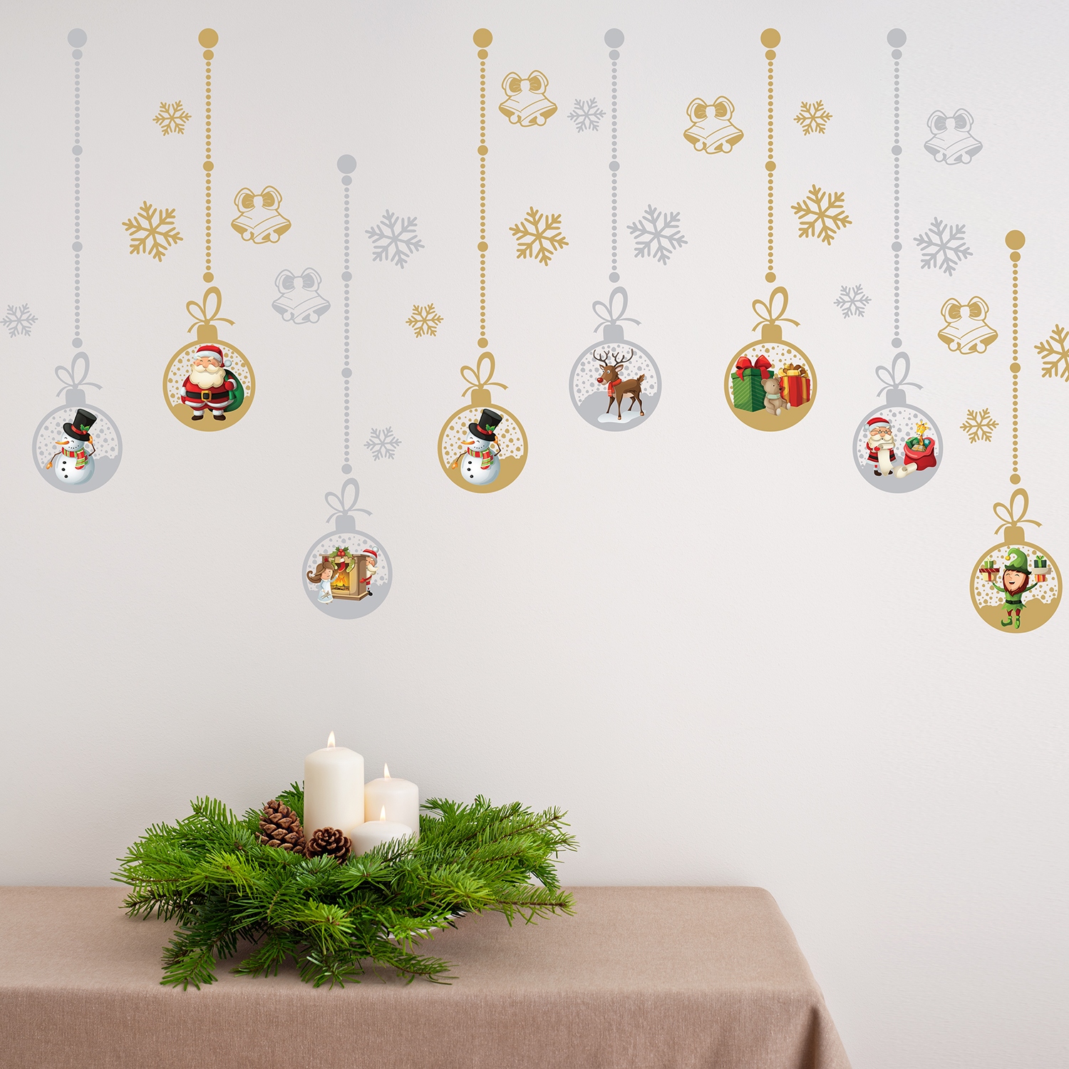 Walplus Matt Gold Silver Christmas Ornaments Wall Stickers Home